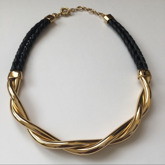 J. Crew Jewelry - SALE J Crew Gold and Leather Twist Necklace NWOT